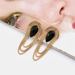 “Jaded” Gold N Black Onyx Stone Earrings