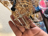 Vintage Crystal Cross Hoop Earrings and Necklace Set