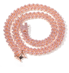 Miami Pink Cuban Link Rhinestone Necklace and Bracelet Set