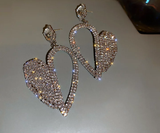 Geometric Crystal Drop Earrings " Silver"