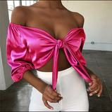 "Heyyyyy Ms.Parker"  One Size fits all Satin cropped Shirt