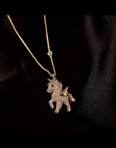 "I'm a Freakin Unicorn" Gold Crystal Studded Necklace