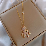 "I'm a Freakin Unicorn" Gold Crystal Studded Necklace