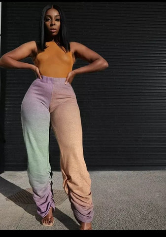 "Temptress"Multicolored Stacked Joggers