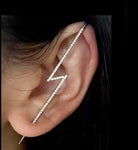 "Like Lightening" Zircon Diagonal Wrap Earring Stud