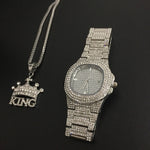 Luxury Men Watches and King Necklace Set